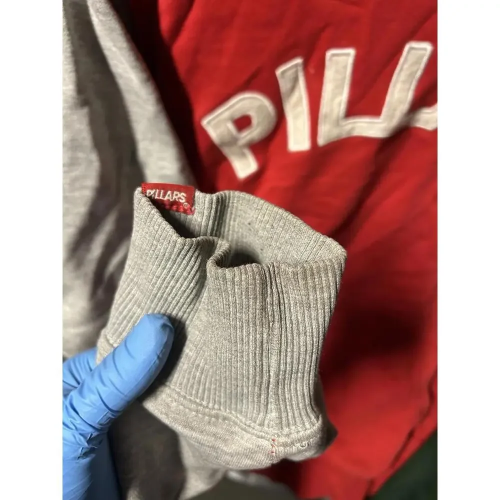 Pillars‎ Colorblock Hoodie Red Green Gray Pullover Logo XS Streetwear